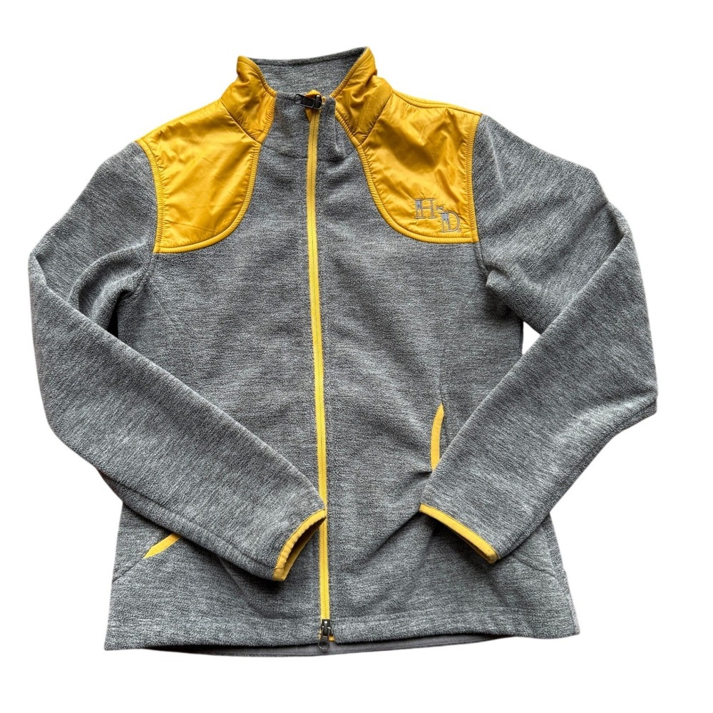 Harley-Davidson Womens Gray Yellow Fleece Zip Jacket Logo 97579-16VW Small